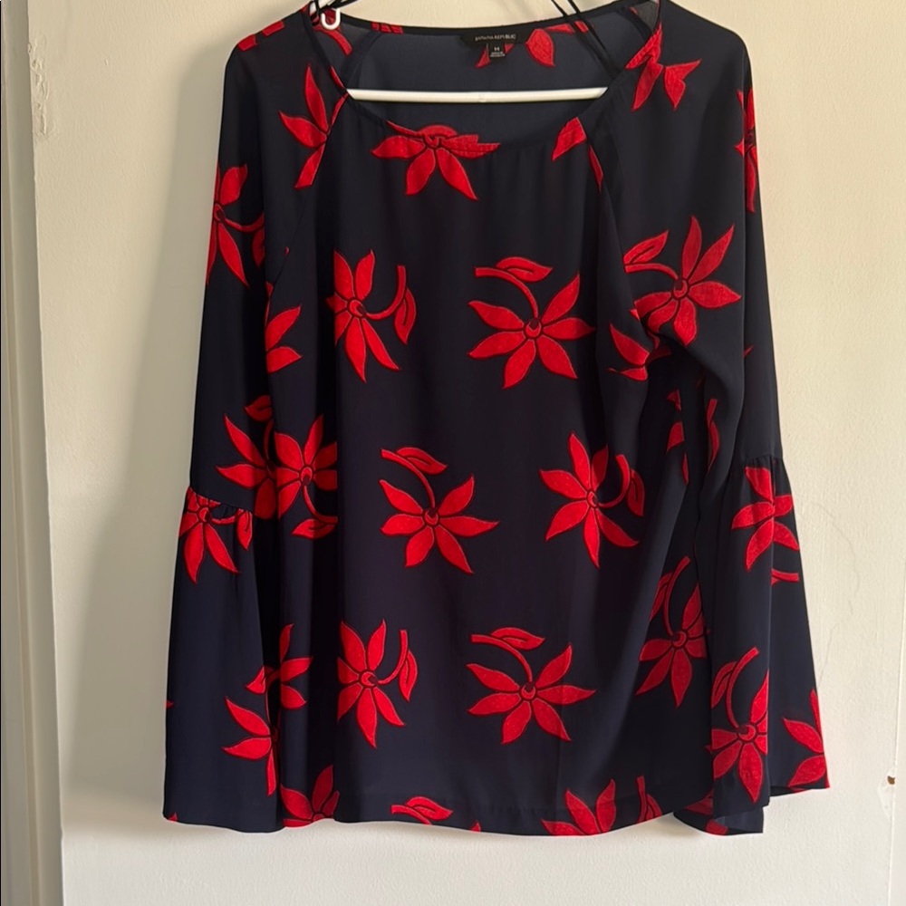 Banana Republic Blue Relaxed Long Sleeve Blouse NWOT